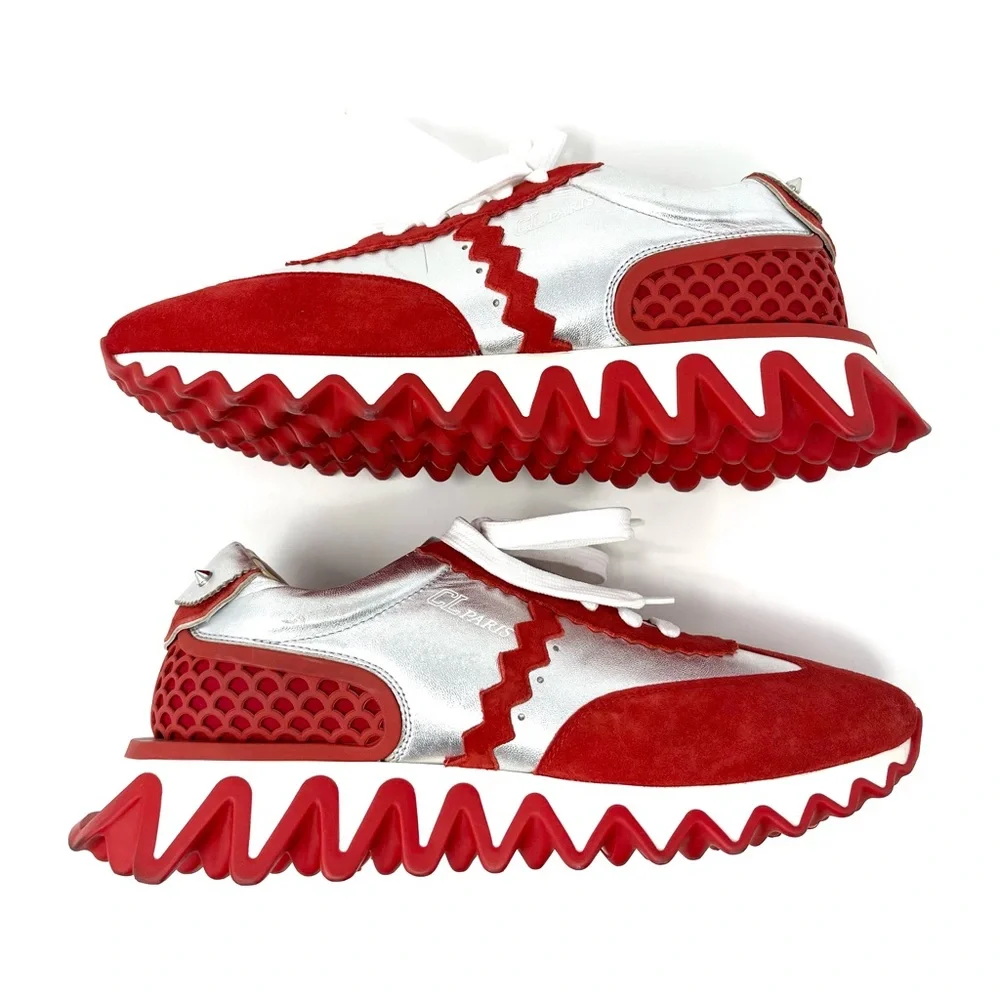 Christian Louboutin Loubishark Spike Platform Low Top Sneakers Red 42.5 12.5